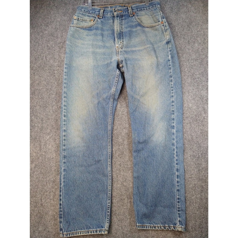 Levi 505 Regular Fit Straight Leg Jeans Mens 34x30 Light Wash Blue Denim